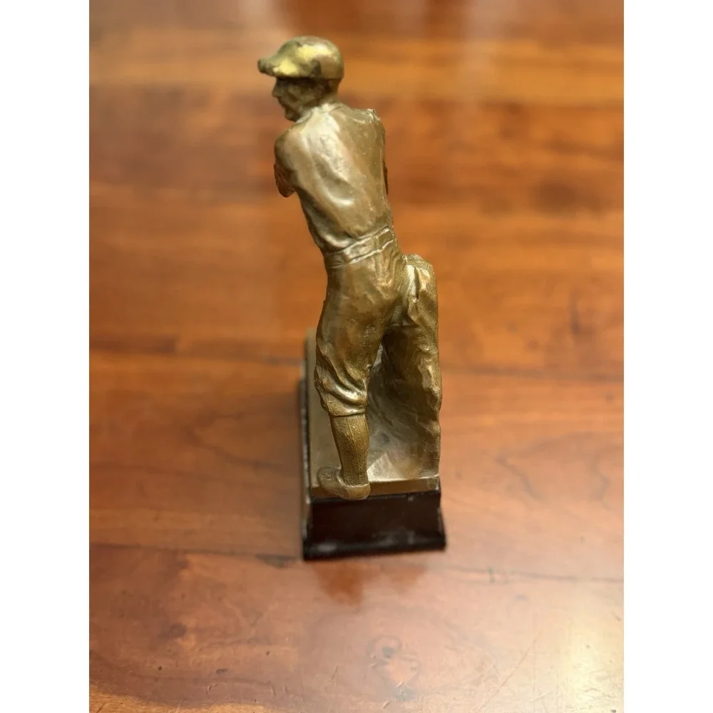 Vintage 1929 Baseball‎ Trophy Cast Metal Batter Bakelite Base Antique Award